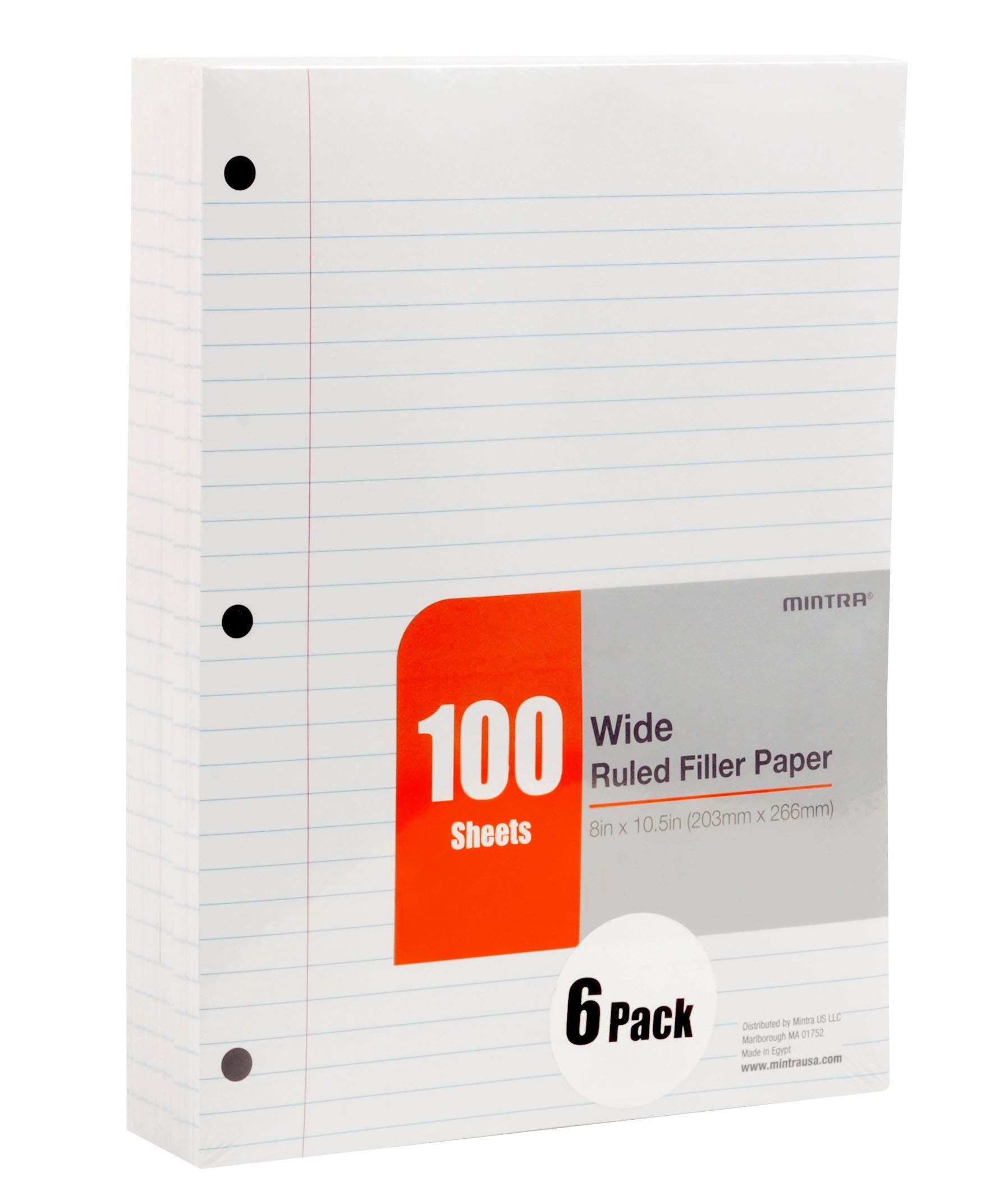 Mintra Office Filler Paper (College Ruled, 600 Sheets (6pks of 100))